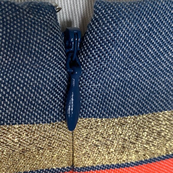 J Crew Metallic Stripe Mini Skirt Size 2 Holiday Party Career Work - Picture 8 of 9